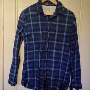 Muji Men's Blue Button Down Shirt, Long Sleeve